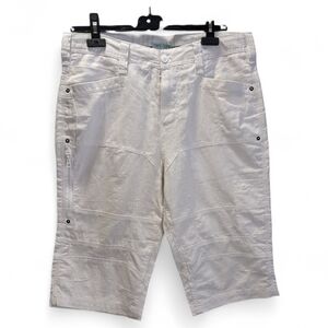 Men's Classic White Bermuda Cargo Shorts Line cotton Blend Size 34